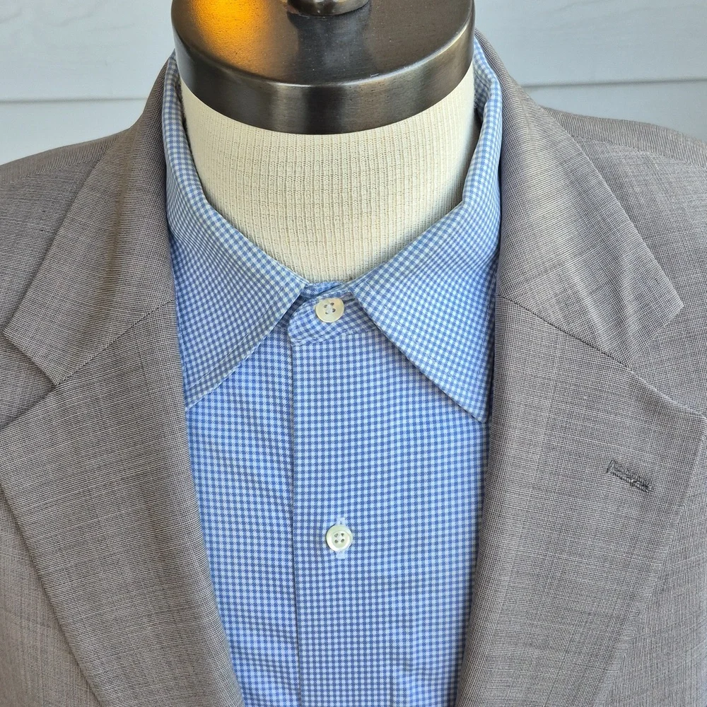 BROOKS BROTHERS 346 Stretch Light Grey Beige Solid Weave Sz 46 R Mens Sport Coat - Picture 2 of 6
